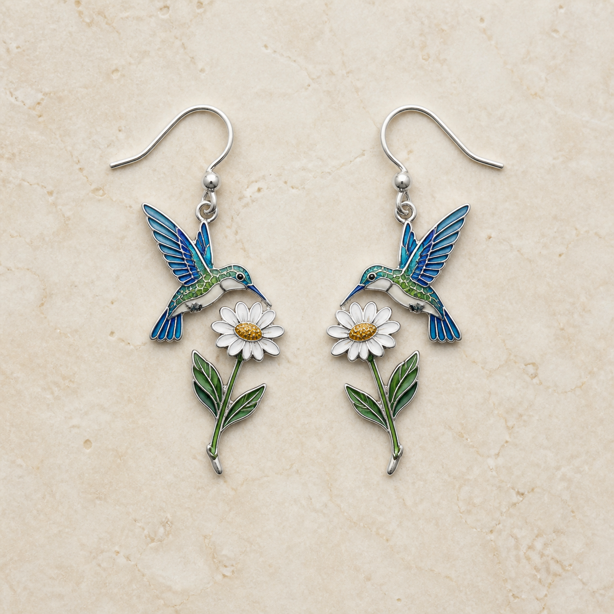 Hummingbird & Daisy Earrings