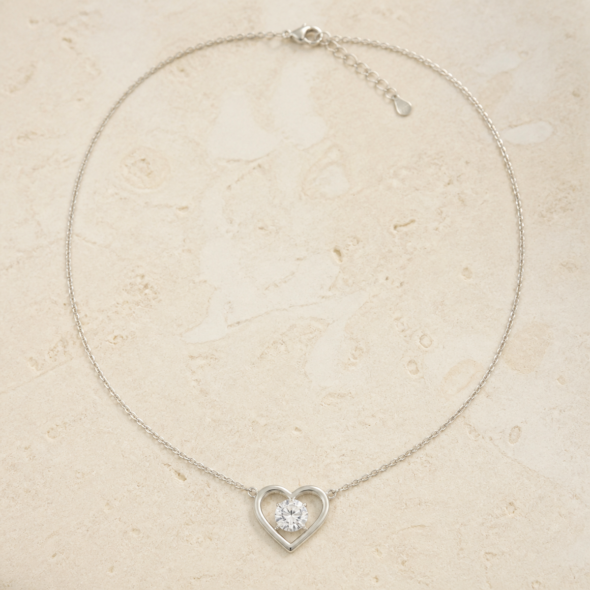 One-Carat Heart Moissanite Necklace