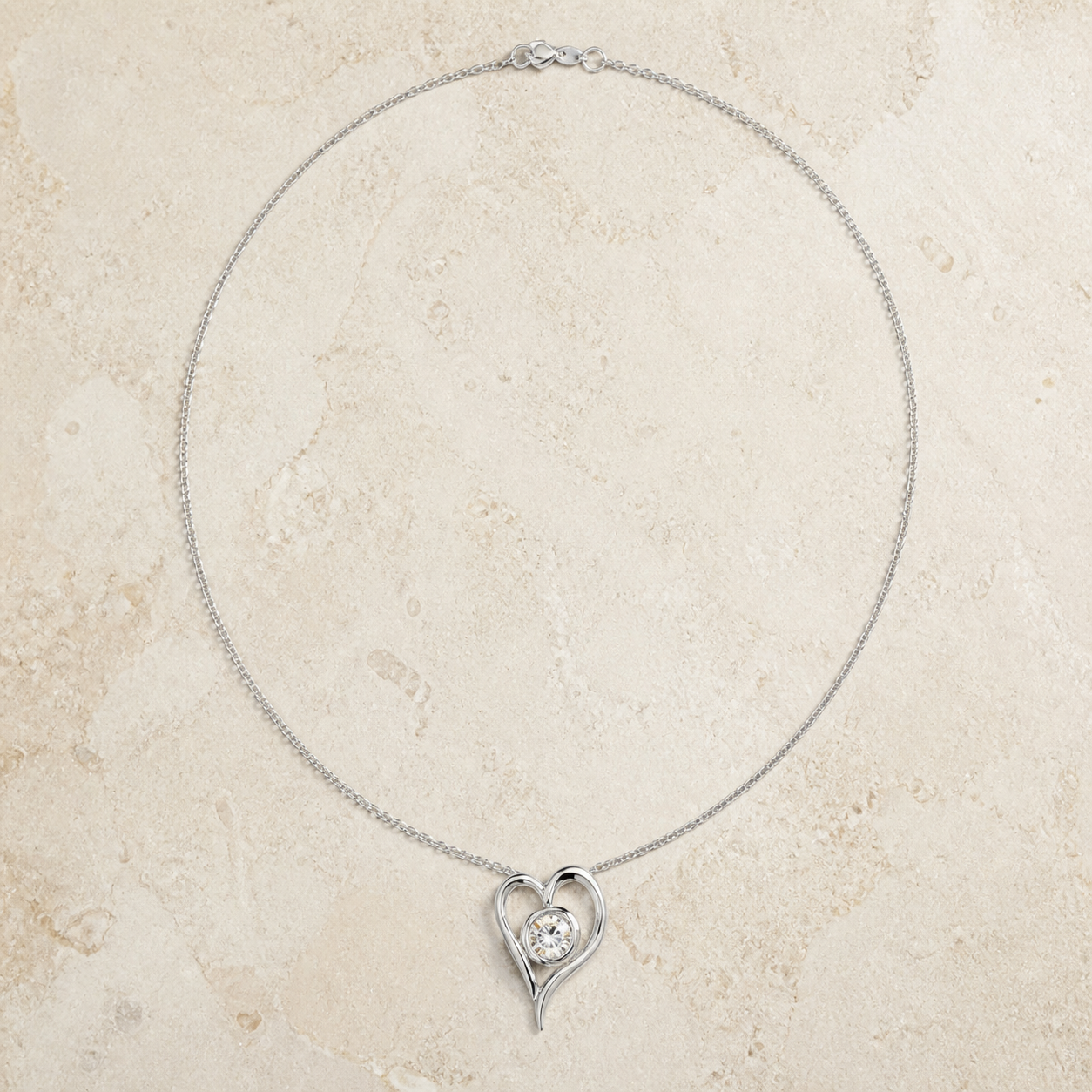 0.8ct Beating Heart Moissanite Necklace