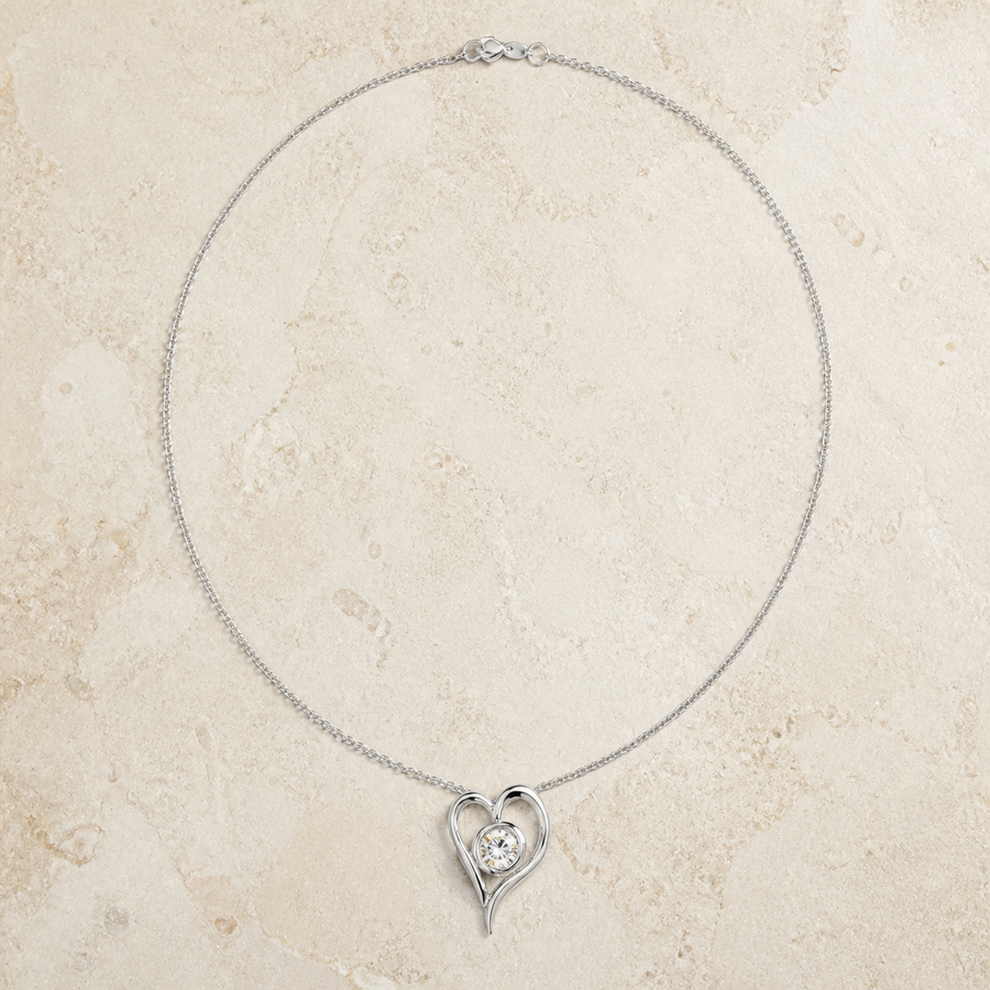 0.8ct Beating Heart Moissanite Necklace