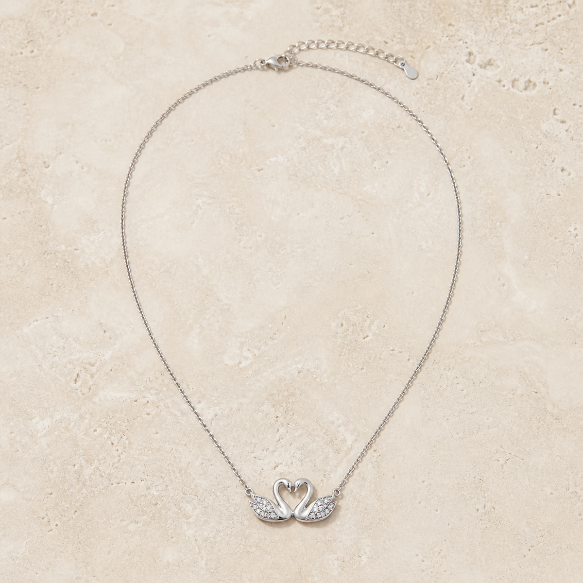 Double Swan Zirconia Necklace