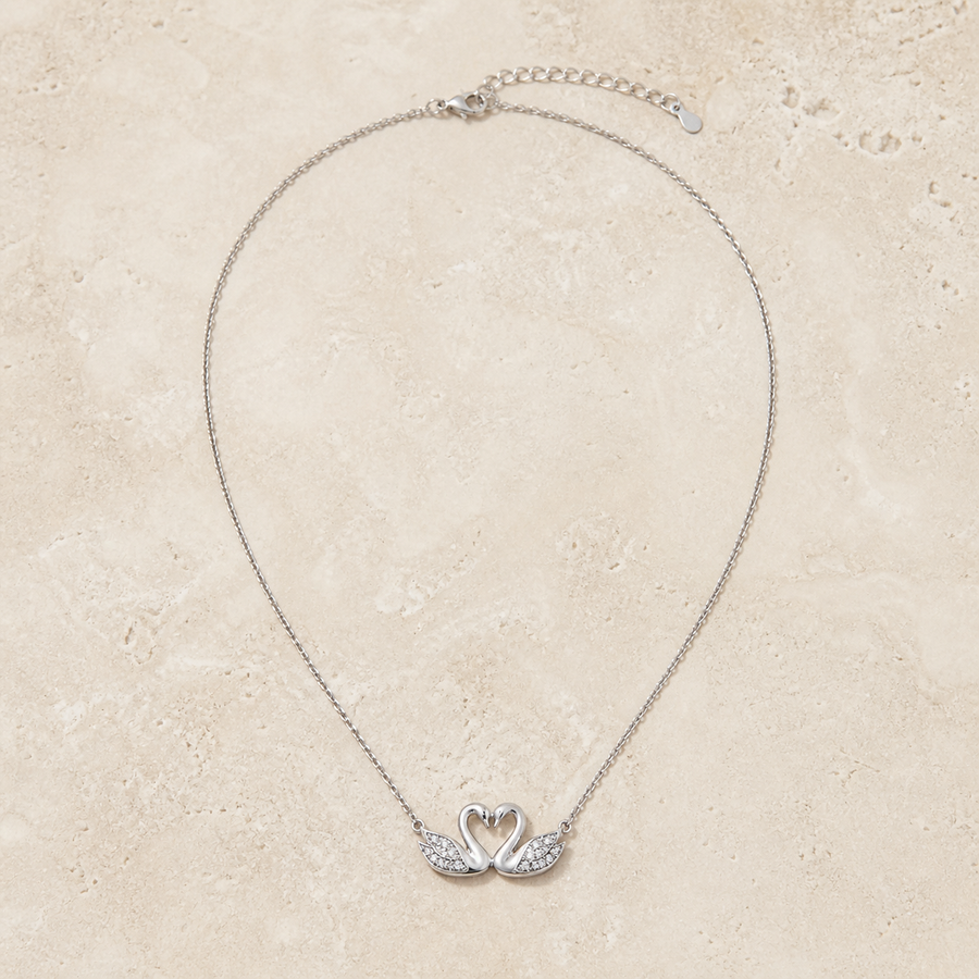 Double Swan Zirconia Necklace