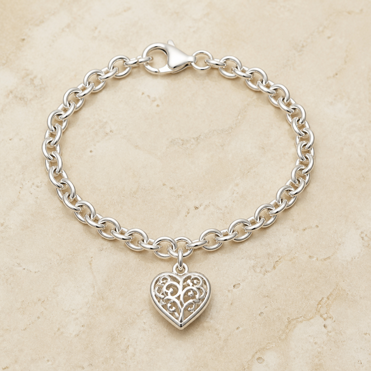 Filigree Heart Cable Bracelet