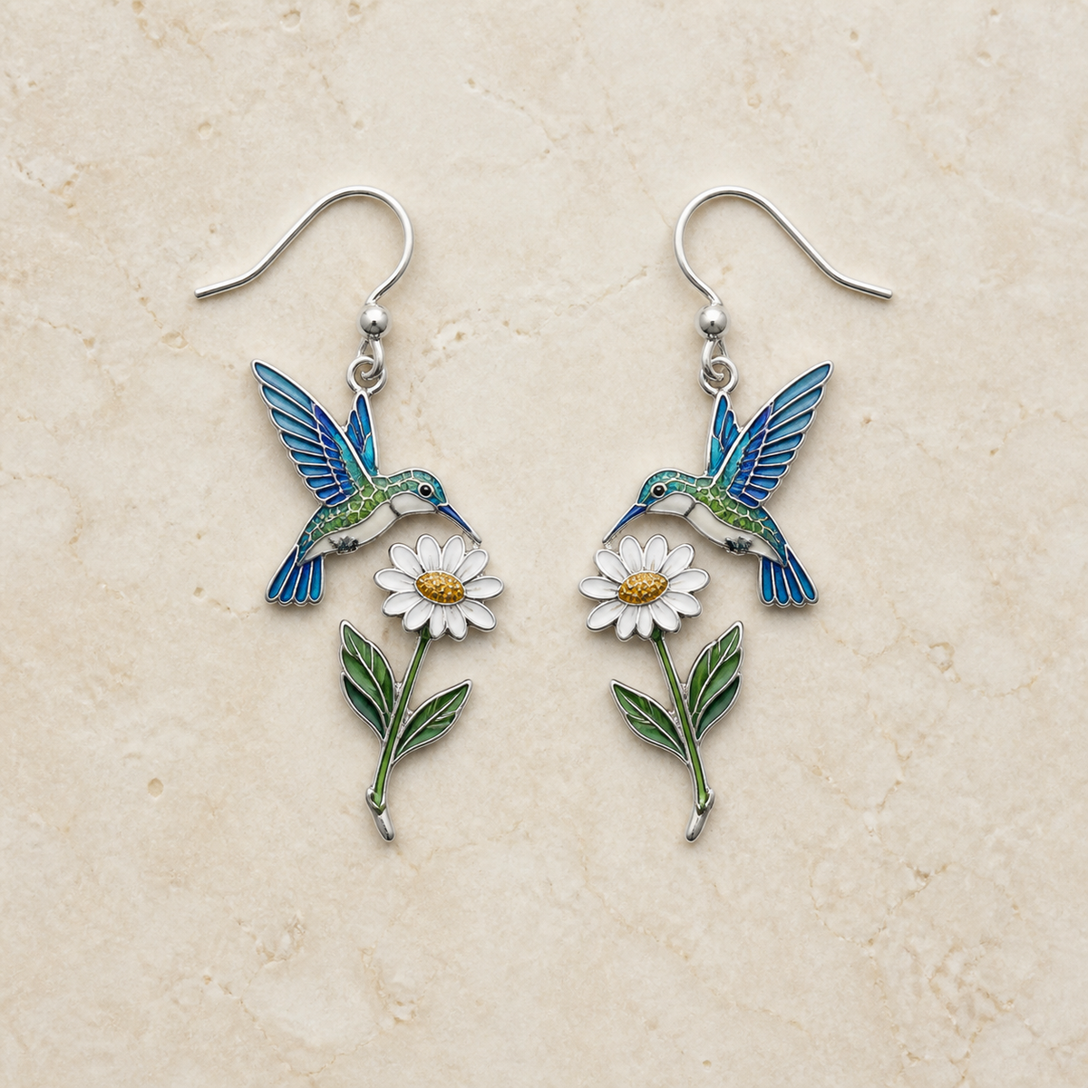 Hummingbird & Daisy Earrings