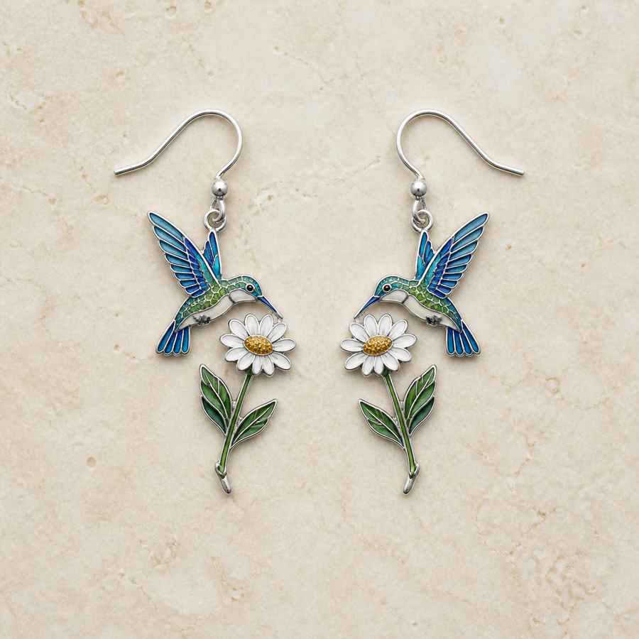 Hummingbird & Daisy Earrings