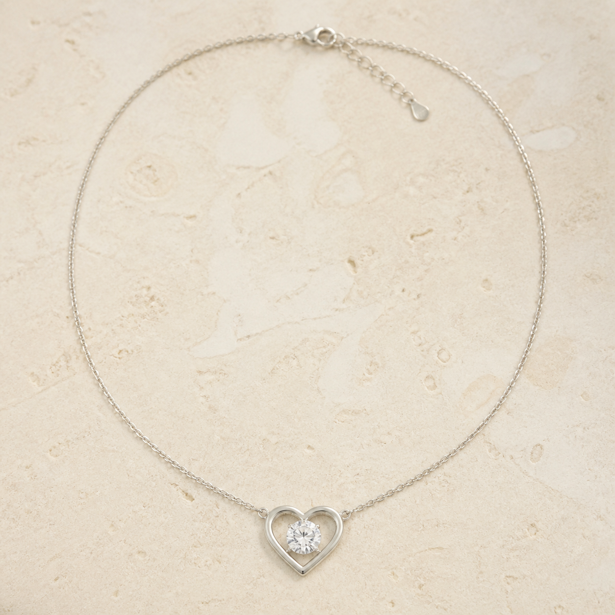 One-Carat Heart Moissanite Necklace
