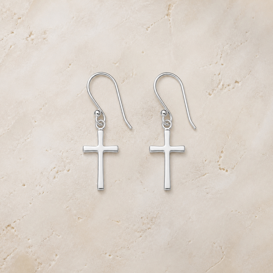 Sterling Silver Cross Earrings